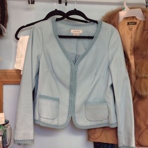Nine West Blue Leather Jacket size Large